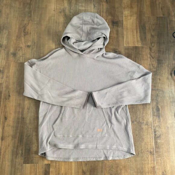Under Armour Waffle Knit Hoodie Gray XL Long Sleeve Kangaroo Pocket - Picture 1 of 8
